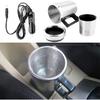 Qiilu Heated Travel Mug 12V Electric Car Kettle Boiler Stainless Steel Heating Cup Coffee Tea Warmer Cup 350ML+150ML
