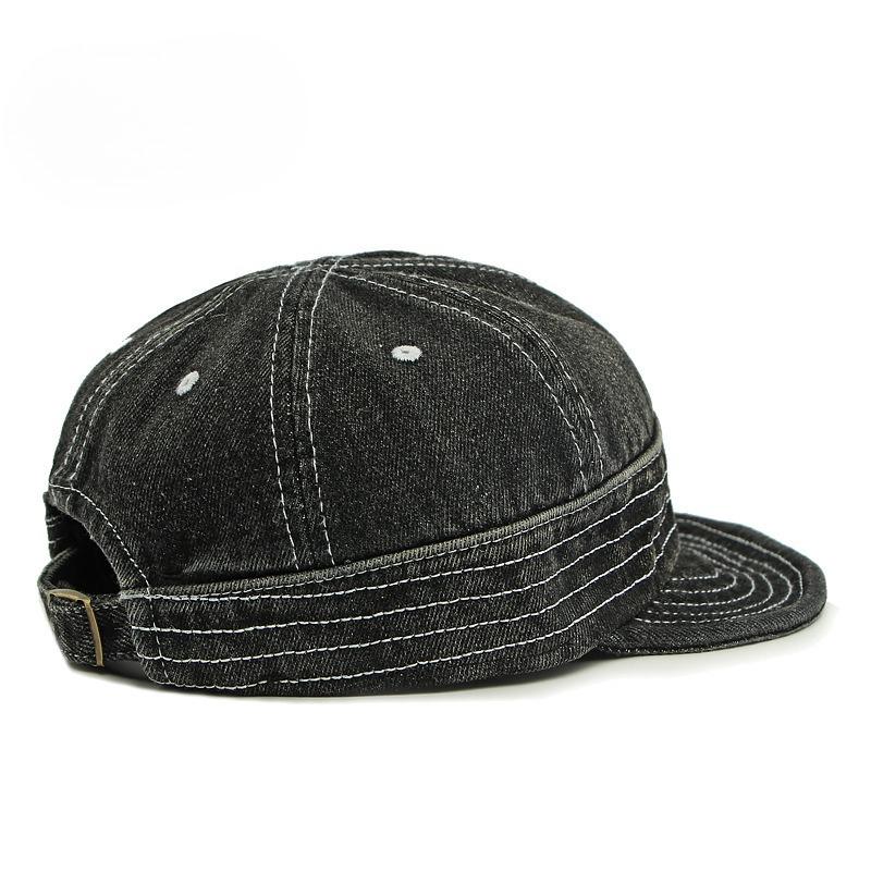 Retro Washed Denim Short Brim Baseball Cap Unisex Soft Flip Up Brim Mechanic Hat American Streetwear Skater Jean Cap