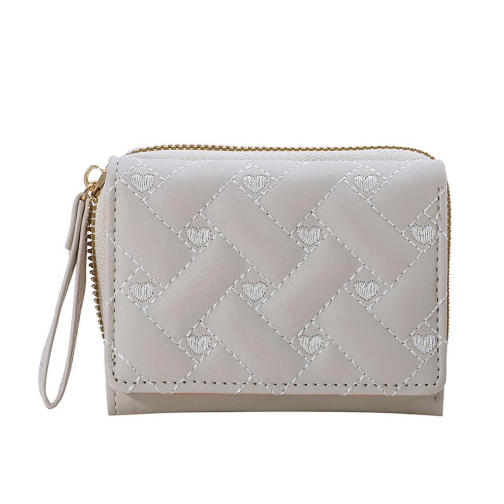 Women's Short Embroidered Love Zero Wallet Zipper Buckle Large Capacity Card Bag Versatile Fashion Simple