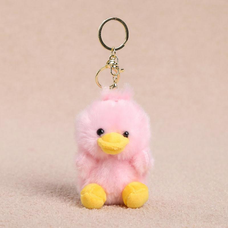 Niedlicher Vierfarben-Enten-Schlüsselanhänger Plüschtier für Mädchen und Frauen Geschenk
