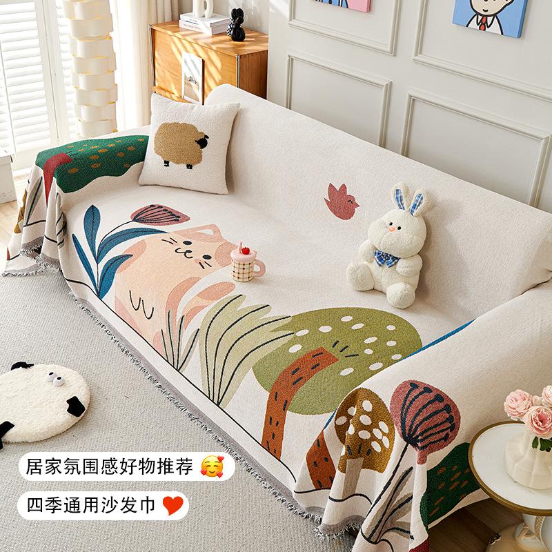 Cartoon Chenille Full Coverage Sofa Cover Universal Season Couch Protector Slipcover