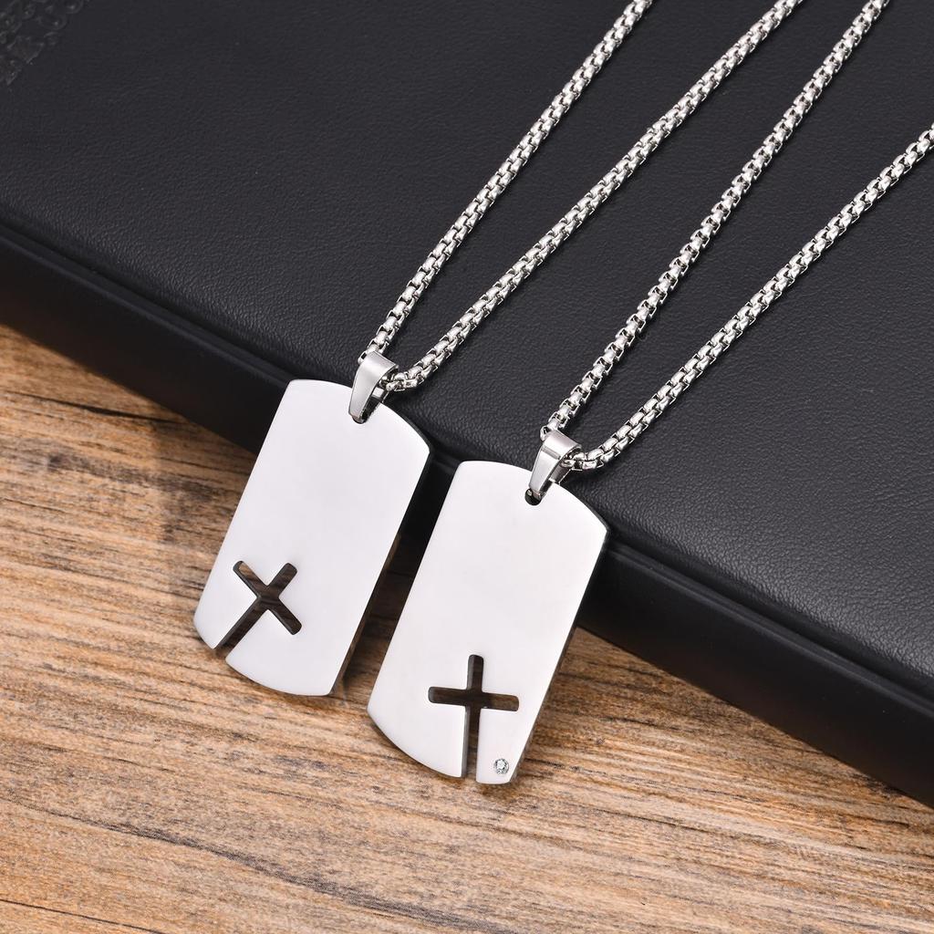 Stylish Dogtags Necklace for Men Boy,Waterproof Stainless Steel Pendant Necklaces,Birthday Anniversary Jewelry Gift