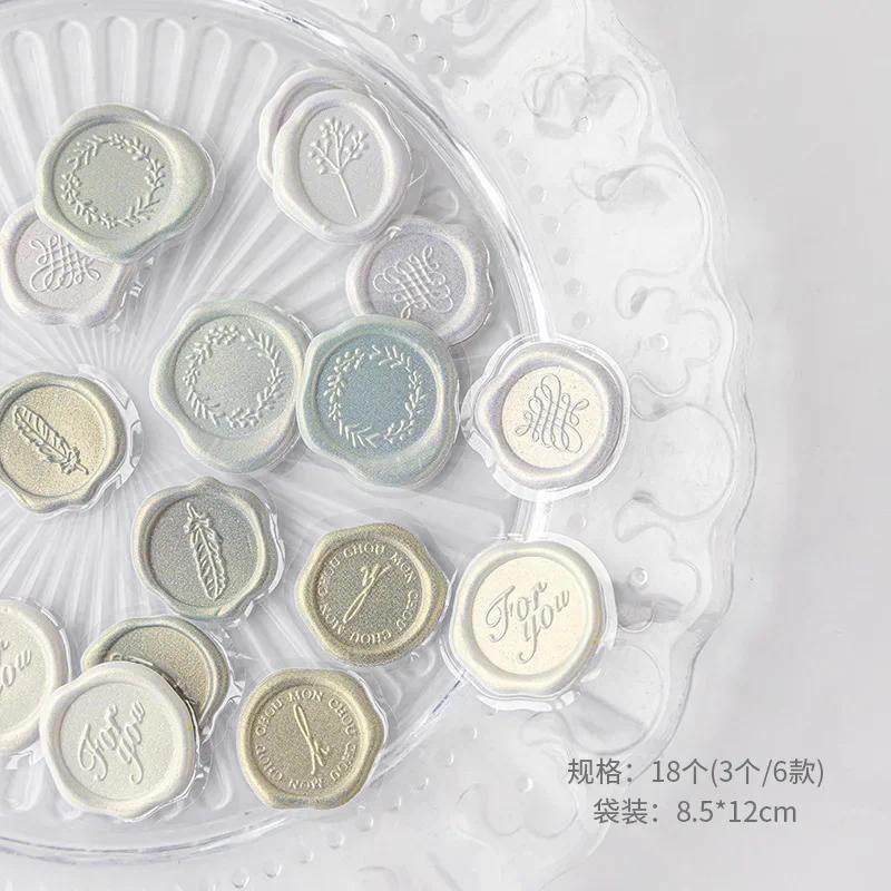 18pcs/set Retro Envelope Seal Sticker Vintage European Style Wax Stamp Seal Sticker DIY Decorative Scrapbook Sticker Student бежевый