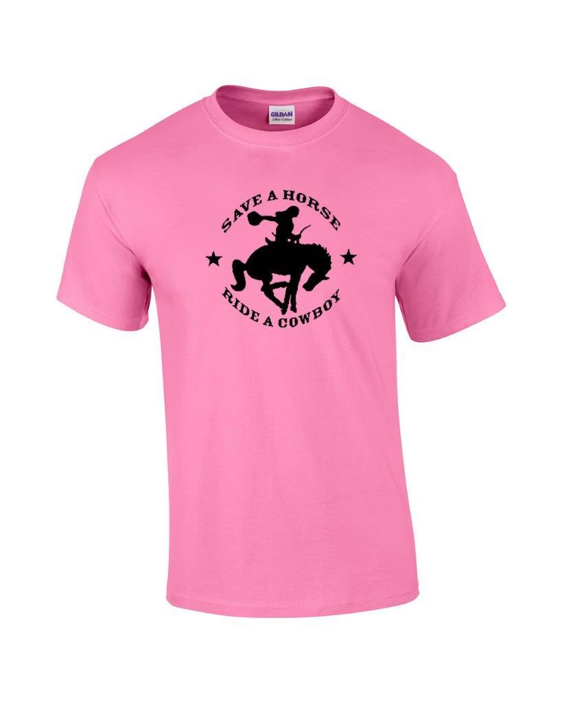 Funny Save A Horse Ride A Cowboy Bronc Cowgirl T-Shirt M
