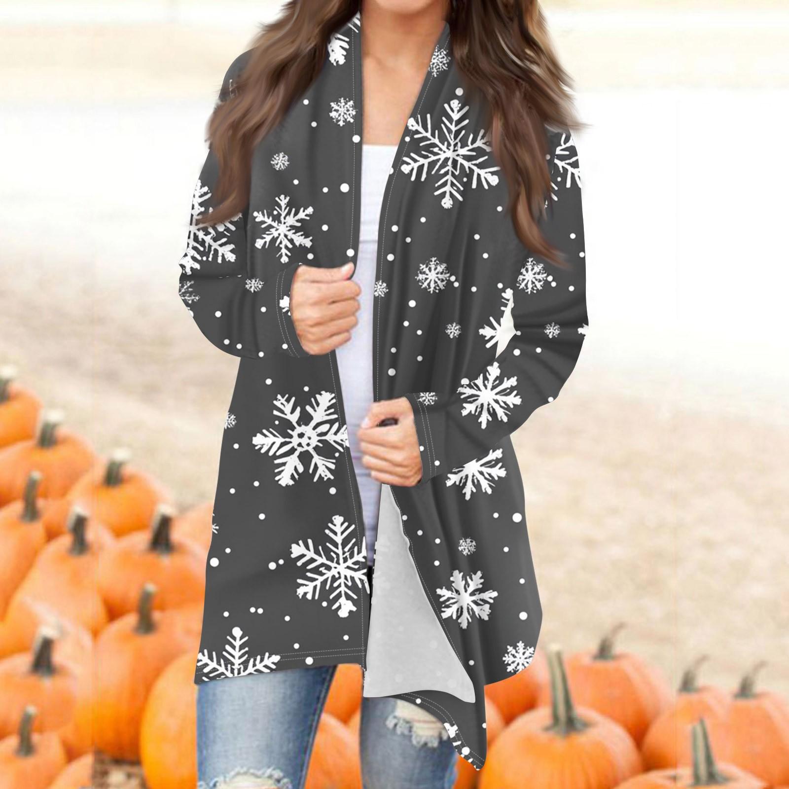 

Женская мода повседневная рождественская принтованная куртка-кардиган средней длины XXXXXL