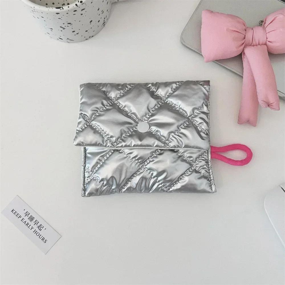 Korean Quilted PU Love Bow Cosmetic Bag Skincare Products Pouch Inner Pocket Multi-function Makeup Lipstick Storage Bag Handbag