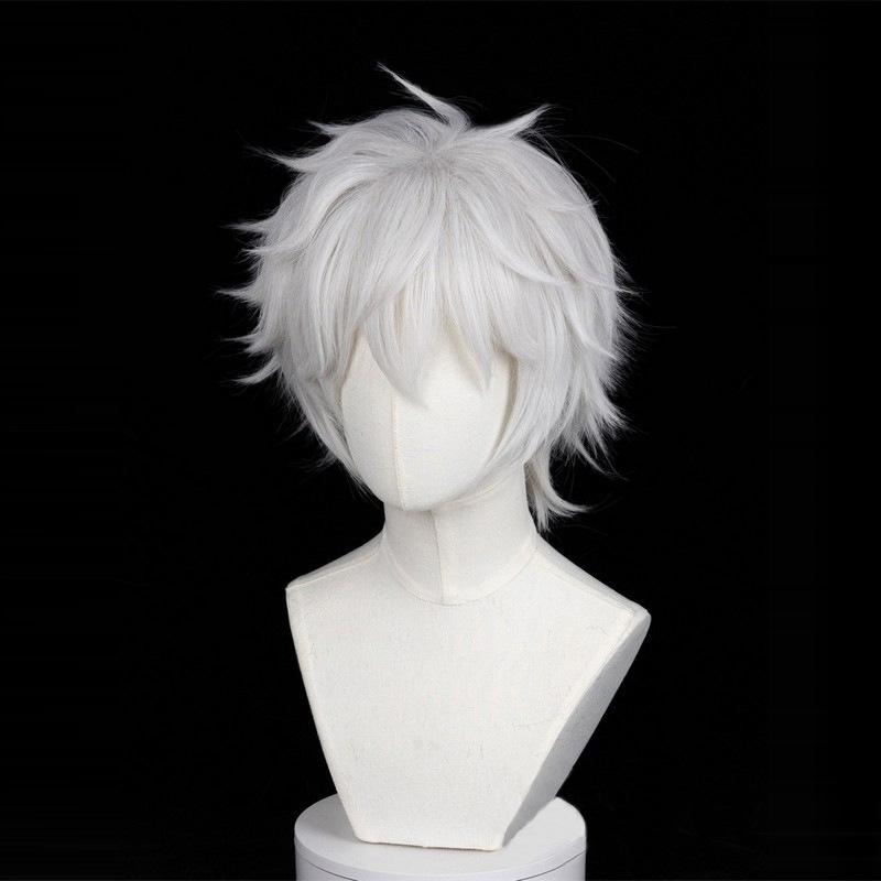 White Anti-upturned Synthetic Short Hair Wig Cosplay Anime Wig Anime Reality Show Wig
