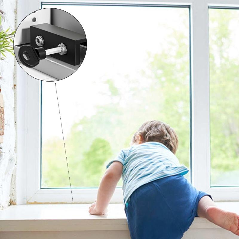 Sliding Security Window Lock with Key Adjustable Window Lock Security Window Stoppers for Patio Bedroom Home and Office