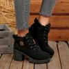 2025 New Short Heel Elegant Women's Lace-up Non-Slip Ankle Boots