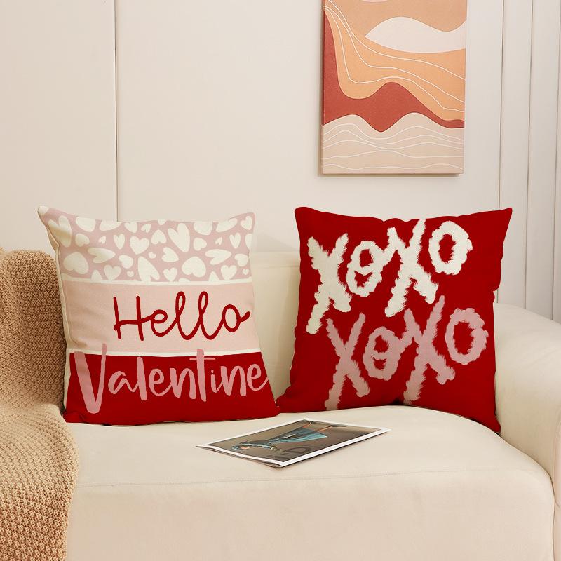 New Valentine's Day Pillow Cover Love Decoration Home Sofa Cushion Letter Print Bedside Cushion