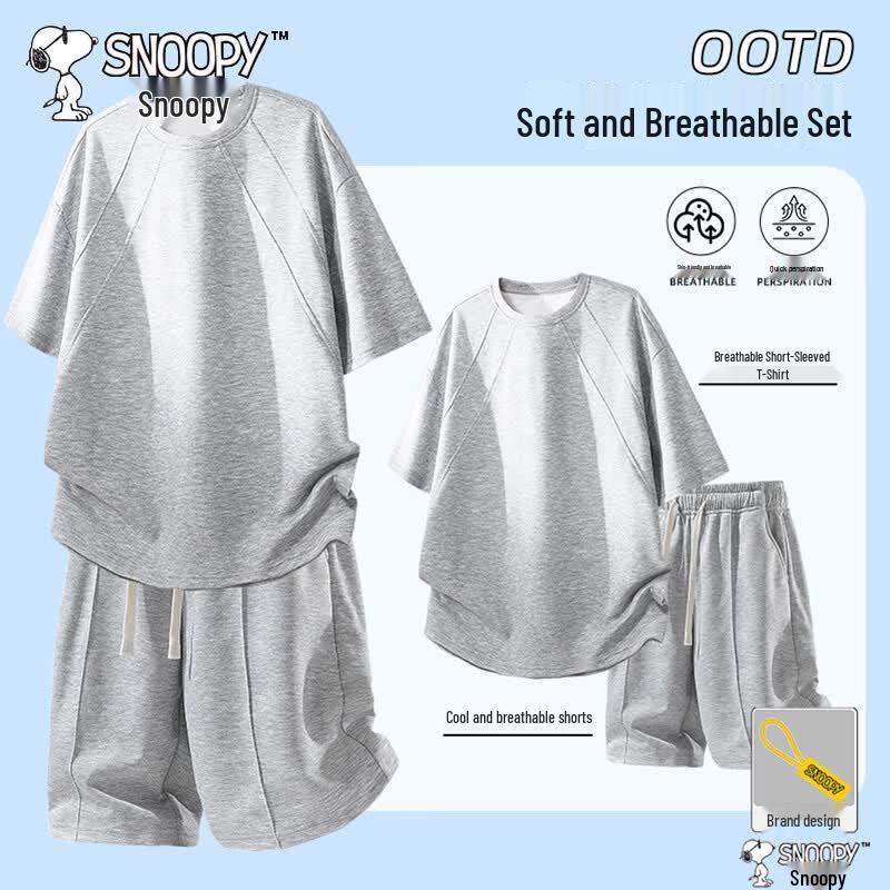 Snoopy Men s Summer Casual Short Sleeve Shorts Set XL
