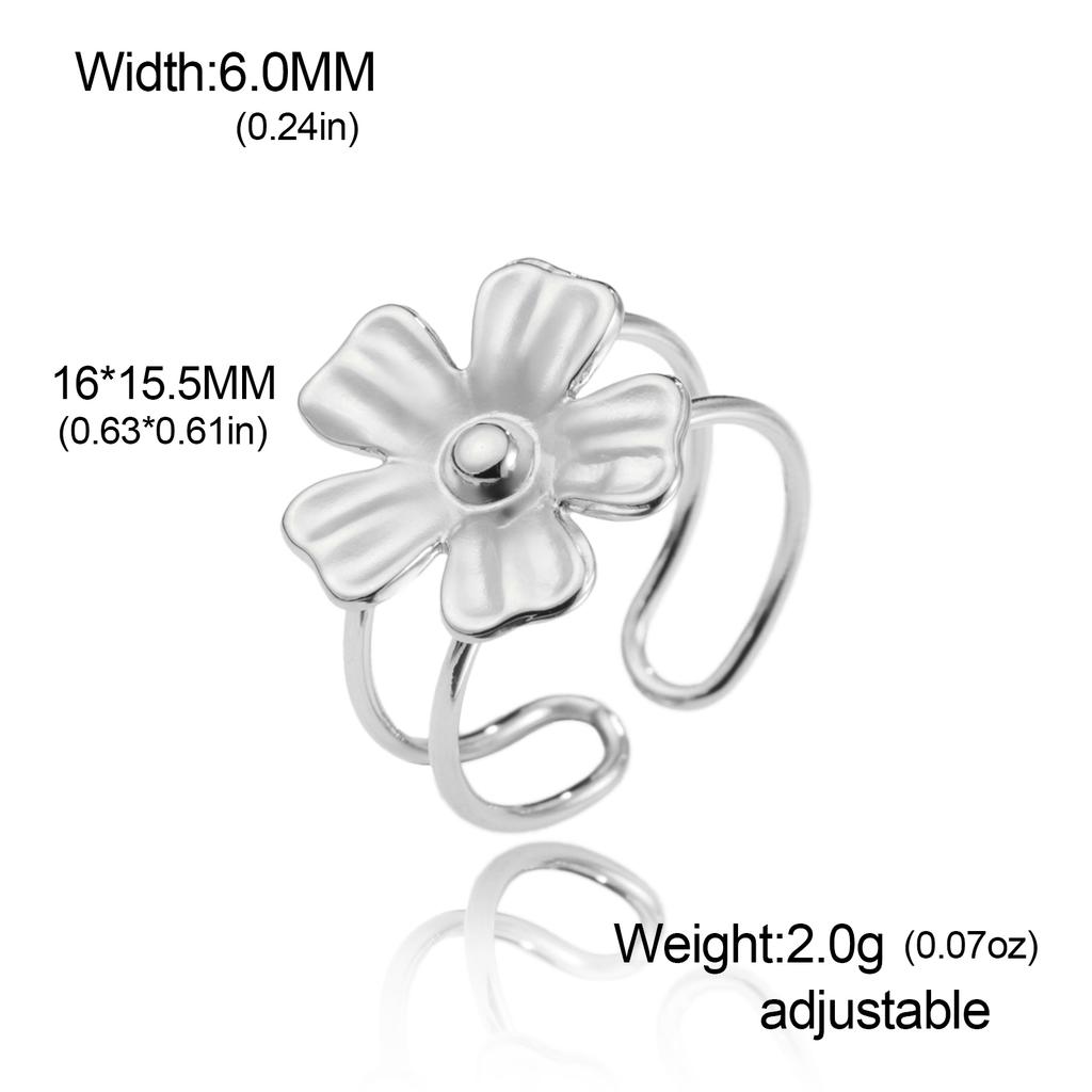 Adjustable Gold Plated Flower Rings for Women Stainless Steel Finger Rings 2026 Trendy Jewelry Anniversary Party Gifts New
