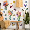 3 Pcs Painted Vase and Butterflies Wall Stickers, Removable Self-Adhesive Flower Vase Wall Decor Wall Art, Waterproof Decals for Bedroom Living Room