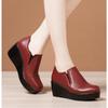 Fashion Wedges Women Shoes Autumn Winter Slip-On High Heels Round Toe Genuine Leather Casual Ladies Platform Shoes Woman Boots