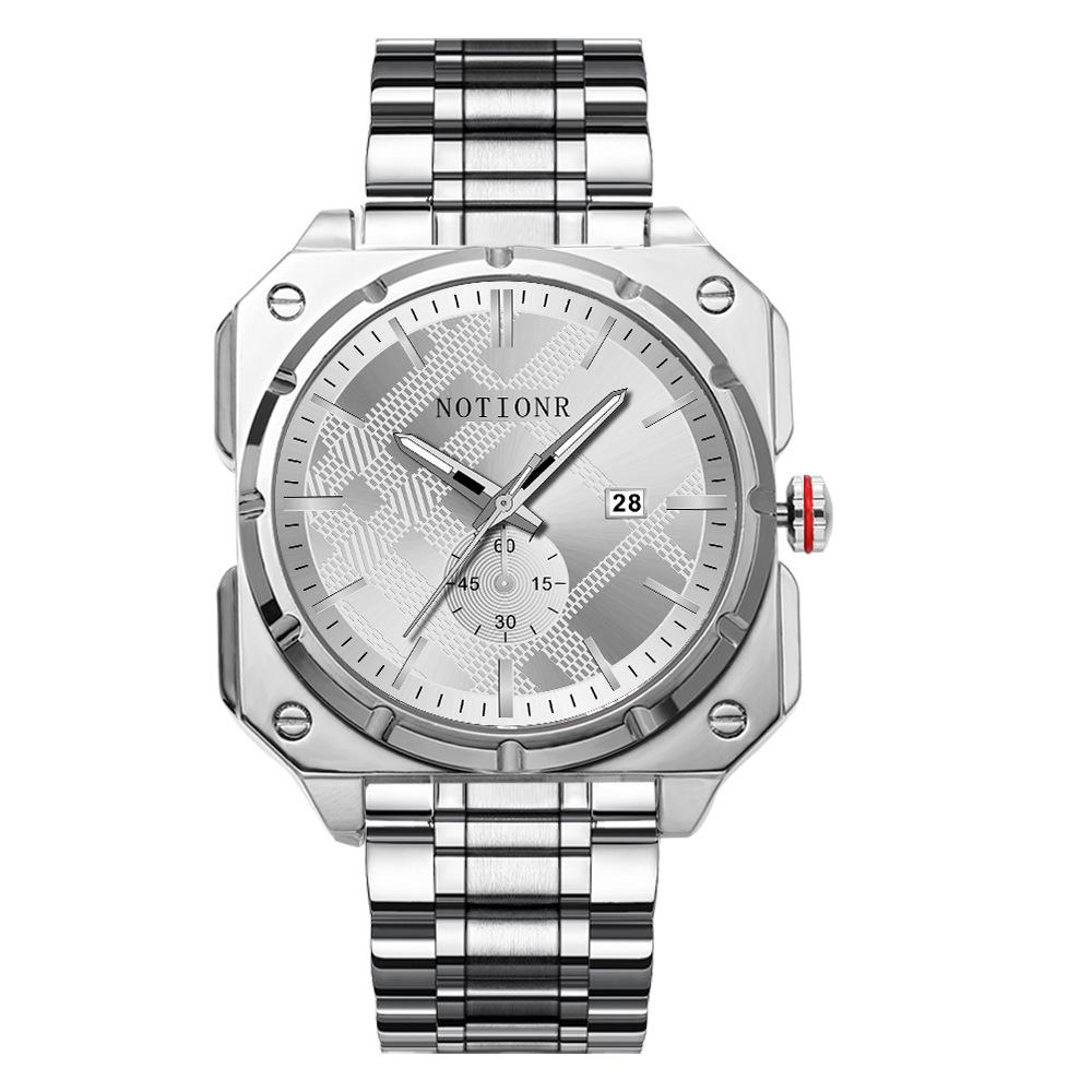 

Concept Steel Belt Watch Male Personality Waterproof Calendar Luminous Square Quartz Watch single watch