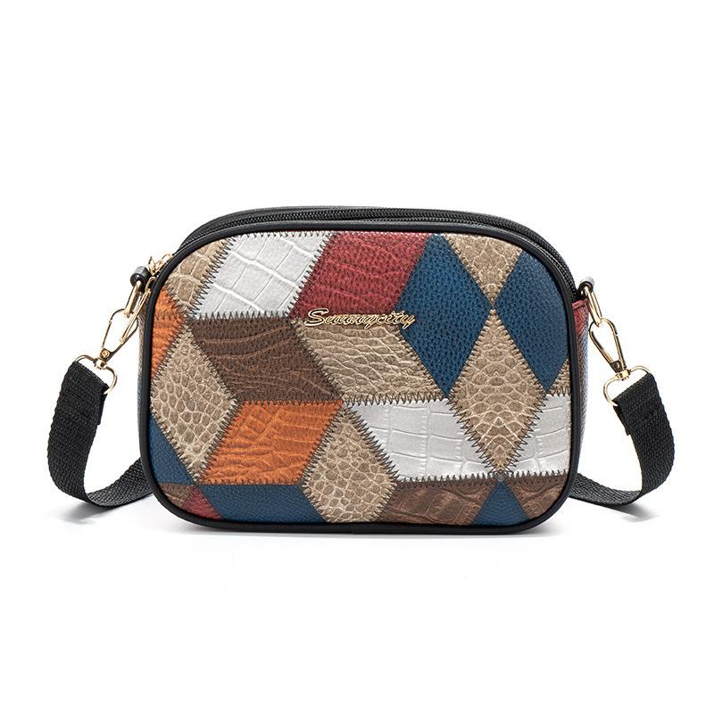 Three zipper versatile fashion messenger bag popular splicing women's shoulder bag casual letter mark change bag batch