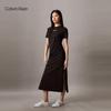 Calvin Klein Jeans Women's Cotton Knit Round Neck Slit Long Dress