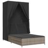 Vidaxl Doppia Sdraio con Tettoia e Tende, Polyrattan Grigio