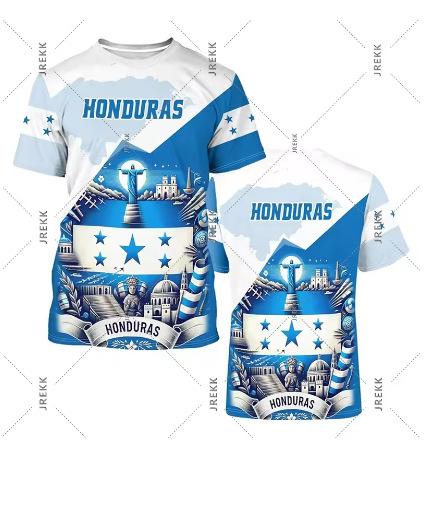 Honduras Flag Print T-Shirt for Men and Women Casual Street Summer Short Sleeve T-Shirt 2025 New Sport XXS