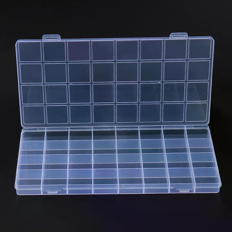 Fall 32 Fach-Fächer Kunststoff Transparent Aufbewahrungsbox Schmuck Ohrring Perle Schrauben Halter Display Organizer Behälter