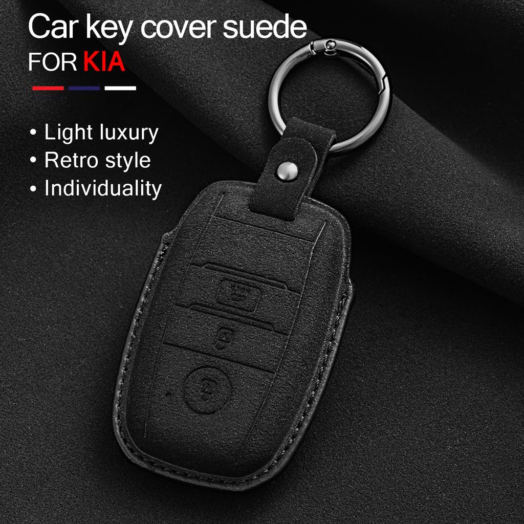 Suede Faux Leather Car Key Case Cover For Kia Key Fob Cover Protector Shell Fit For Kia Ceed Cerato Forte Niro Seltos Sorento