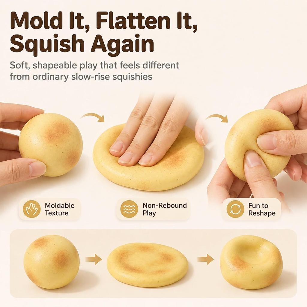 Soft Squeeze Ball Simulation Soft Potato Block Stress Relief Toy Coconut Oil Scented Durable Squeeze Ball for Kids Adults