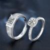 Couple Matching Rings Moissanite Square Luxury Jewelry Valentines Day