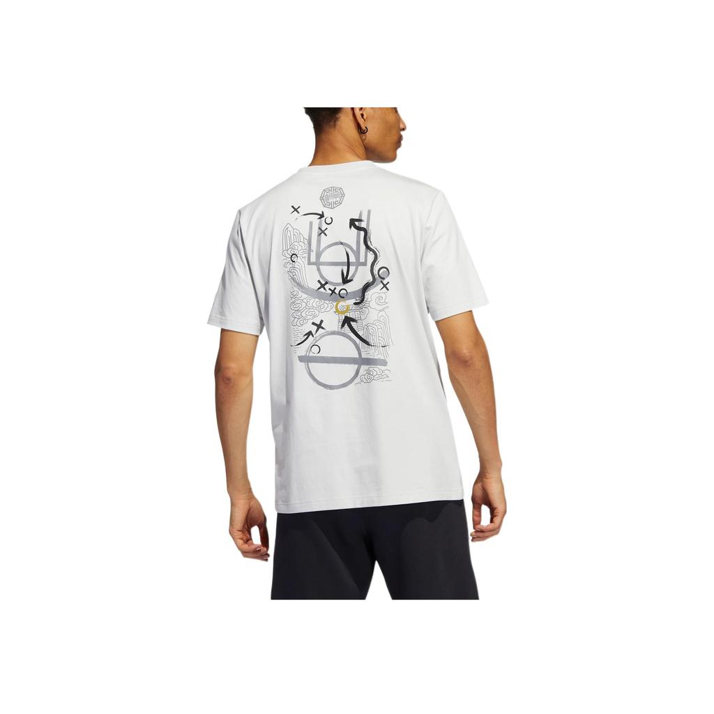adidas Don 3 King Tee With Back Basketball Tactics Board Print Breathable Sports Short-Sleeve Men Tops Light-Grey HI1491