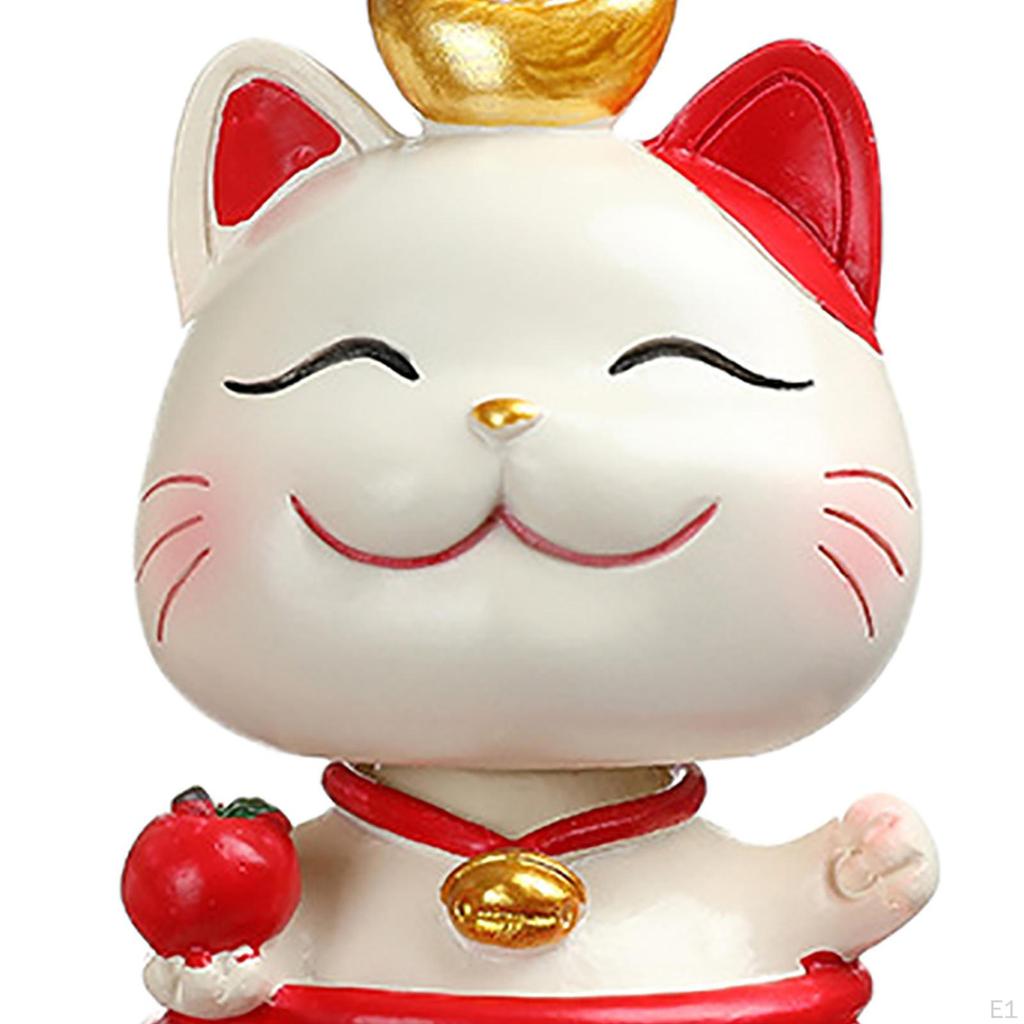 Shaking Head Figurine Kitten Statue Feng Shui for Office Bedroom Birthday Decor