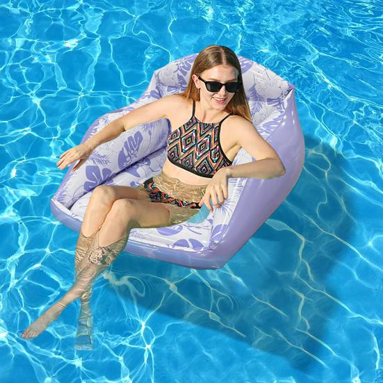 Inflatable Pool Floats for Adult, Heavy Duty Floating Lounge Chair, Swimming Pool Hammock Seat with Cup Holder for Summer Party, Lake Beach