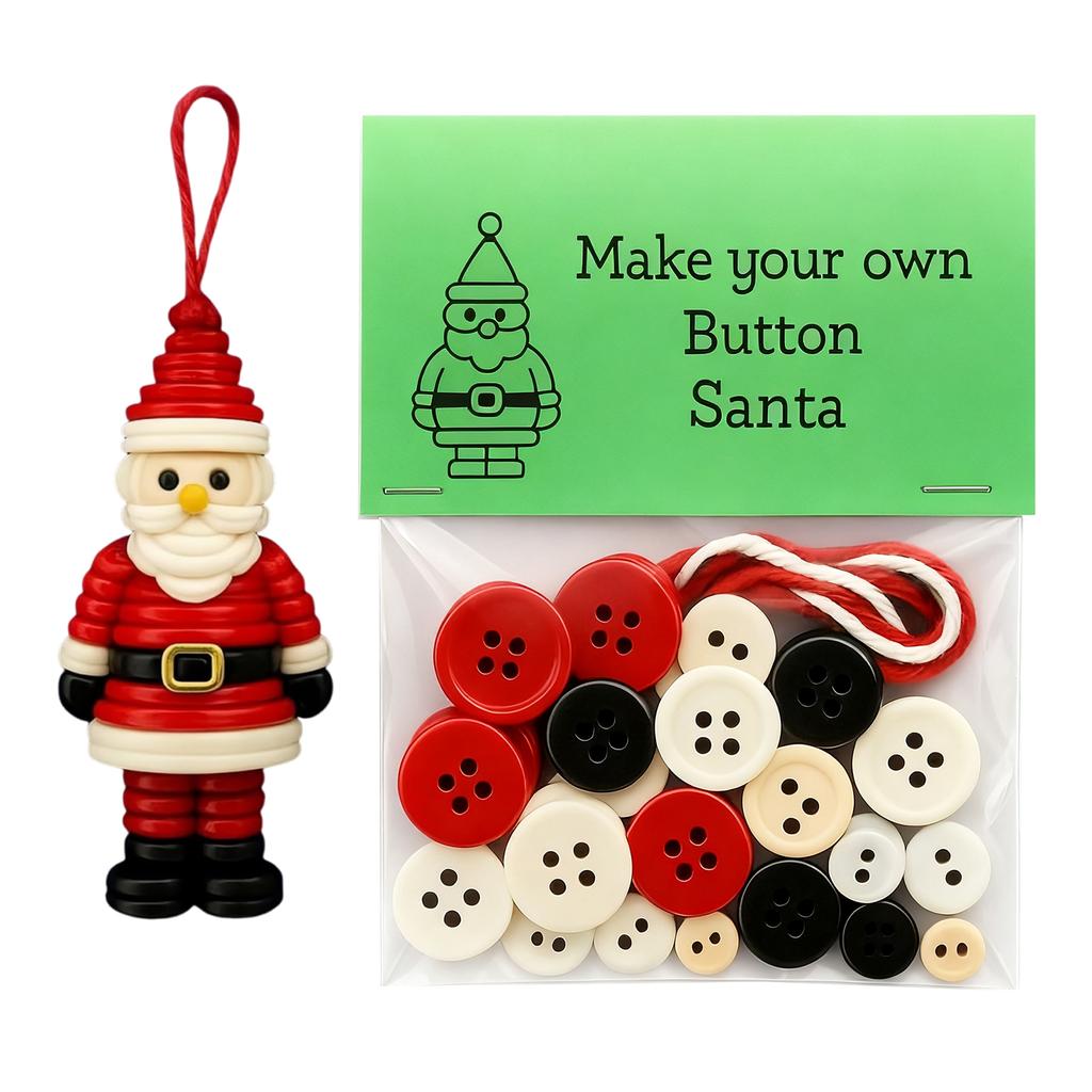 Fun Xmas Button Ornament Making Set DIY Christmas Button Ornament Making Kit Handmade DIY Button Ornament Kit for All Ages