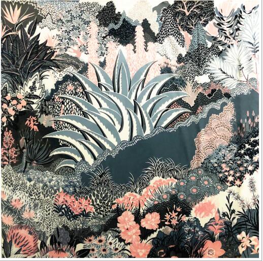 

130CM Silk Scarf Women Large Shawls Secret Garden Print Stoles Square Bandana Horse Kerchief Scarf Female Foulards 130x130CM