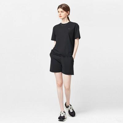 Akii Conjunto Clássico de Verão Refrescante de Caimento Solto com Mangas Curtas e Shorts Preto Akalsu32723
