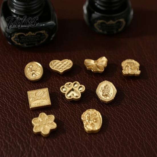 Journaling Collage Stamp 10Pcs Wax Seal Heads Set, Vintage Classic Embossed Sealing Handwritten Note for Envelopes Wedding Party Invitations