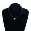 Delicate Heart Pendant Glass Bead Zircon Clavicle Necklace Adjustable Fashion Jewelry Gift for Her