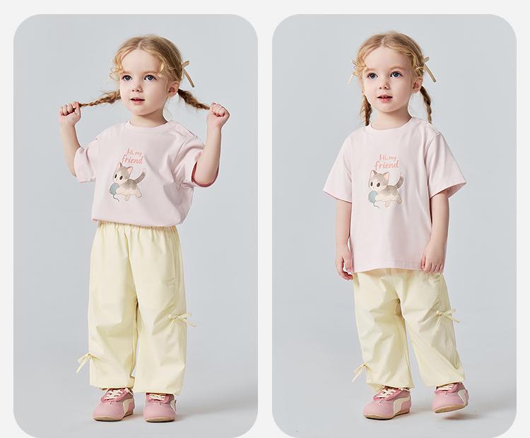 Mini Balabala Girls' Baby Pants Summer Quick drying Sunscreen Cool Feeling Lightweight Mosquito proof Pants Sweet Bow