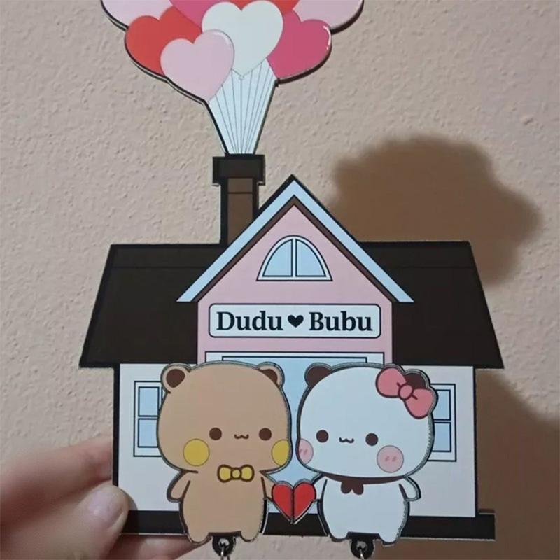 Creative Wall Key Holder Cute Cartoon Acrylic Keychain Hanger Key Hooks Organizer Rack Home Decor Refrigerator Stickers Gifts