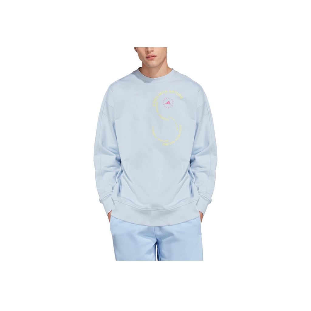 Adidas × Stella McCartney Logo Print Long Sleeve Crewneck Sweatshirt Unisex Sweatshirt Light-Blue IA7716