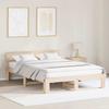 Natural Wooden Bed Frame with Headboard 140 x 200 cm Solid Pine Wood
