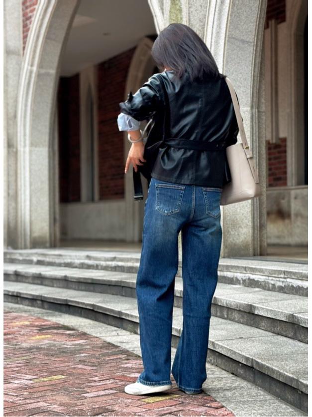 Blue High Waist Slimming Wide Leg Jeans