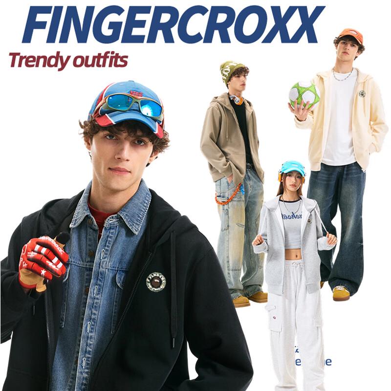 Fingercroxx Men's Retro Hooded Zip-Up Sweatshirt