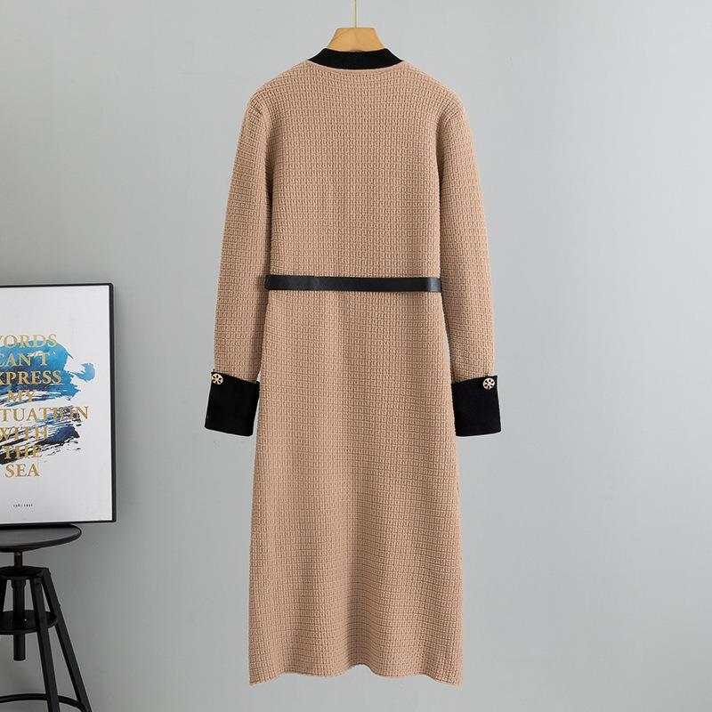 Spring New Women's Fashion Temperament Knitted Cardigan Mid Length Dress