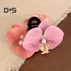 Bow Orchid Flower Decor Hair Claw Faux Pearl Inlaid Flower Hair Grip Secure Hold Back Head Hair Claw Hair Accessories