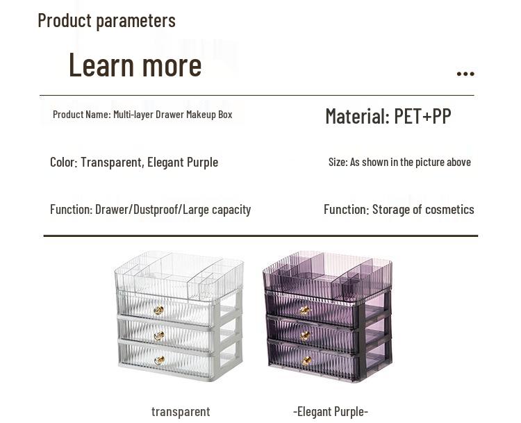Clear Cosmetic Organizer: Drawer-Style Makeup Box for Desktop and Dorm Room