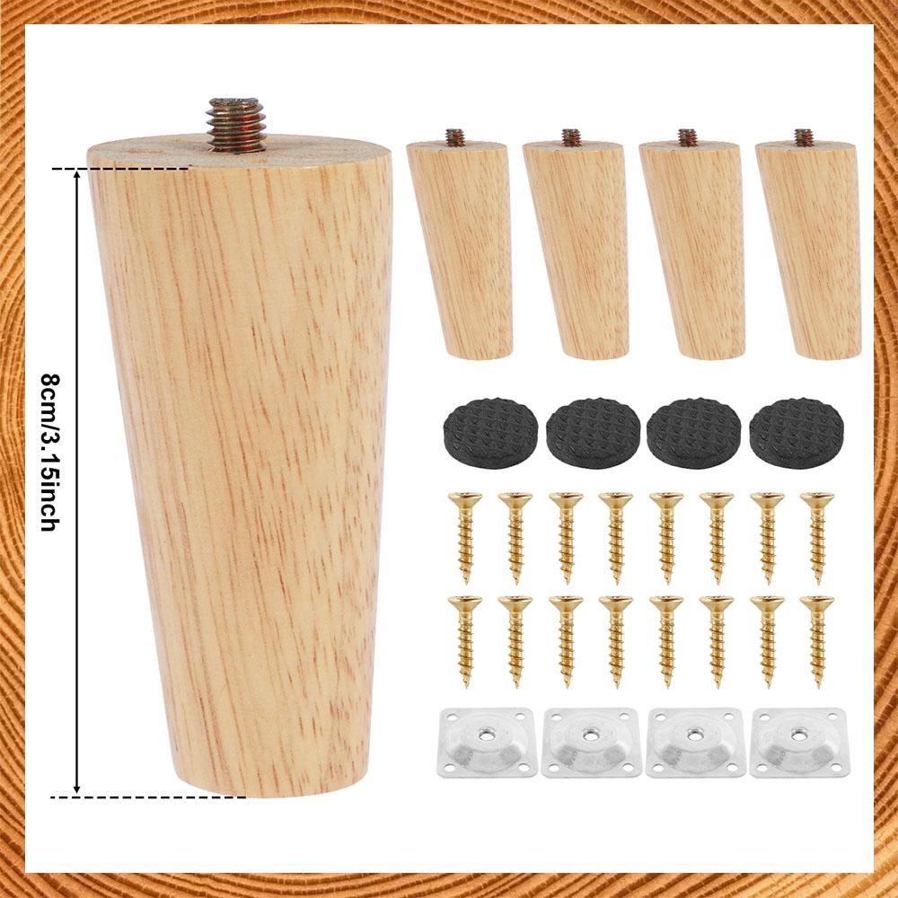 4 Pcs Furniture Legs natural Wooden Solid Furniture Feet Oblique/Straight Table Feet Non-slip Furniture Floor Protector Decorate