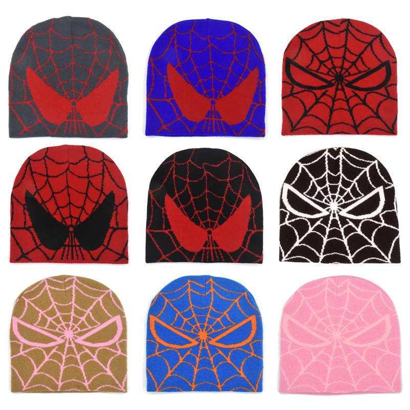 New Cartoon Spider Embroidered Beanies Hat Men Winter Autumn Warm Knitted Woolen Bonnet Cap Soft Wool Skullies Beanie Caps