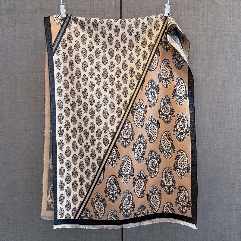 New fashionable cashew flower printing splicing scarf women's autumn and winter versatile neck protection shawl warm and cold scarf