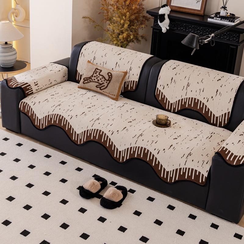 Special-Shaped Sofa Cushion  New Four-Season Universal Fixed Non-Slip Straight-Row Sofa Seat Cushion Light Luxury High-End Cover