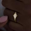Chic Luxury Triangle Zirconia Ring Fashion Lady Gold Color Finger Jewelry for Engagement Bridal Wedding Band Accessories