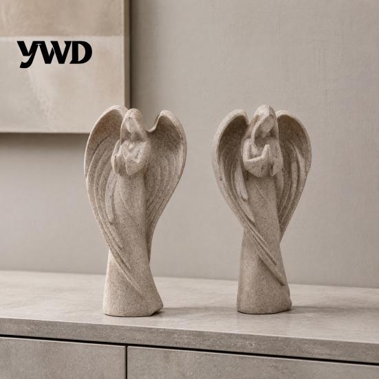 Healing Atmosphere Decor Praying Angel Statue, Abstract Guardian Figurine, Religious Prayer Minimalist Art Ornament Sculpture for Home Mantel